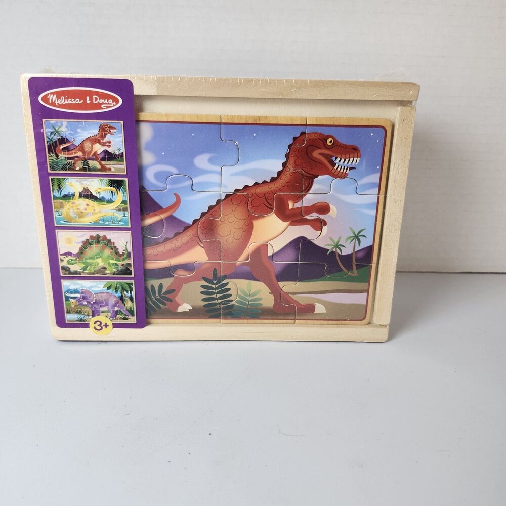 Melissa And Doug Dinosaurs 4 Twelve Piece Wooden Jigsaw Puzzles New Sealed